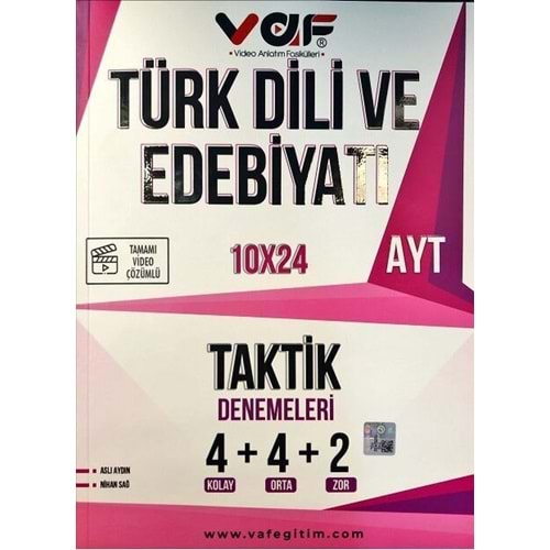 Vaf Yayınları AYT Türk Dili ve Edebiyatı Taktik Bende 10 x 24 Denemeleri