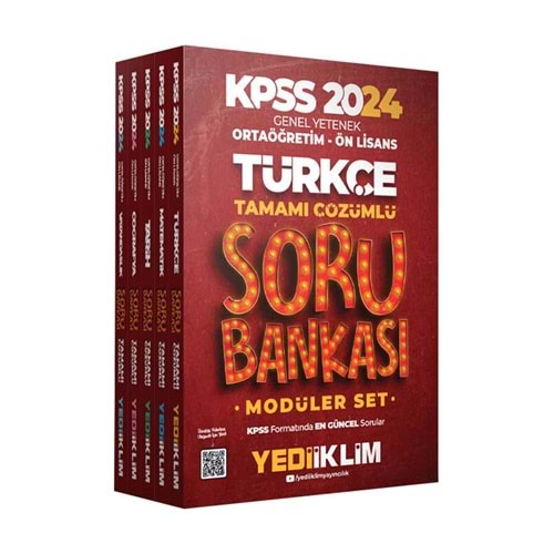 Yediiklim Yayınları 2024 KPSS Ortaöğretim - Önlisans GK-GY Tamamı Çözümlü Modüler Soru Bankası Seti