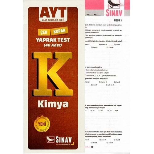 Sınav Yayınları AYT Kimya Yaprak Test