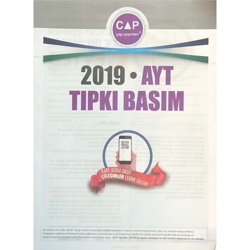 Çap Yayınları Ayt Tıpkı Basım 2019