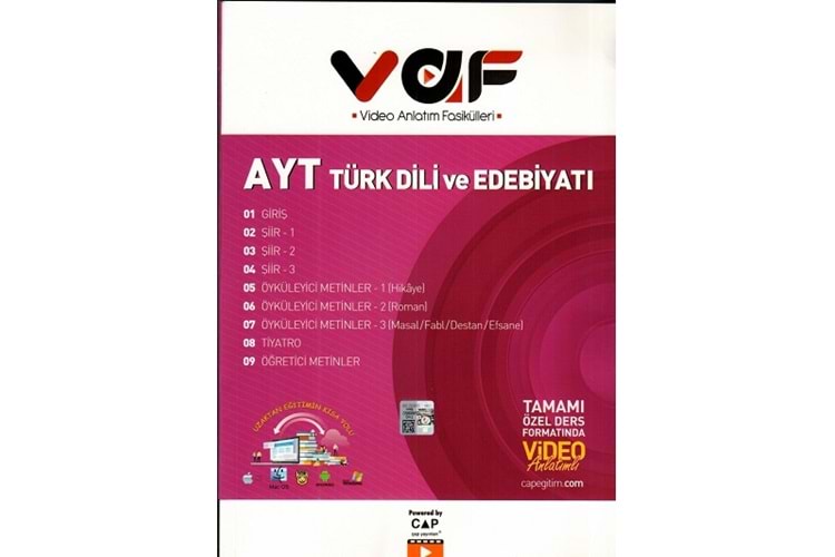 Vaf Yayınları AYT Türk Dili ve Edebiyatı Video Anlatım Fasikülleri