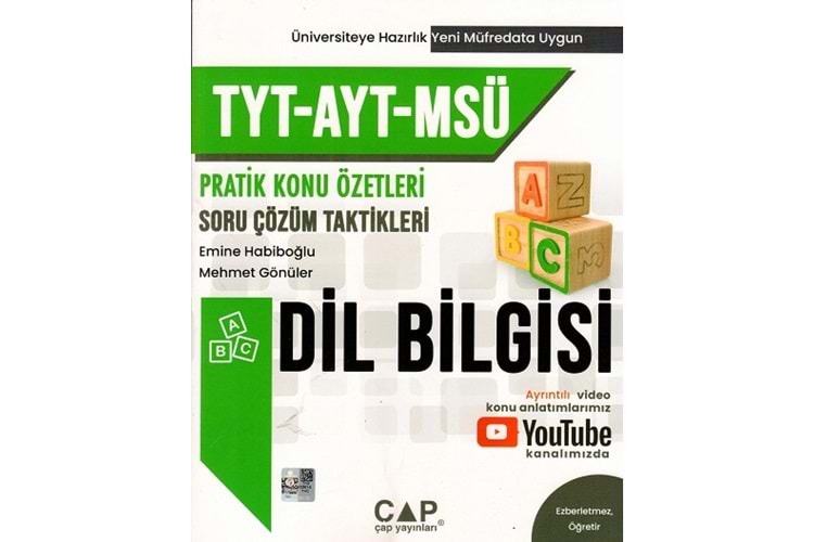 Çap Yayınları TYT AYT MSÜ Dil Bilgisi Pratik Konu Özetli Soru Çözüm Taktikleri