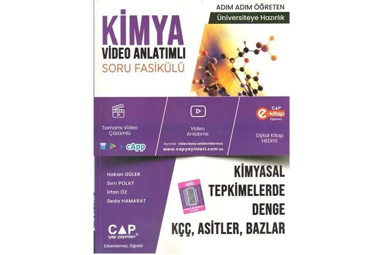 Çap Yayınları Üniversiteye Hazırlık Kimya Kimyasal Tepkimeler Denge Asitler Konu Anlatımlı Soru Fasikülü