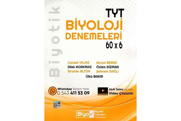 Biyotik Yayınları TYT Biyoloji Biyotik 60 x 6 Denemeleri