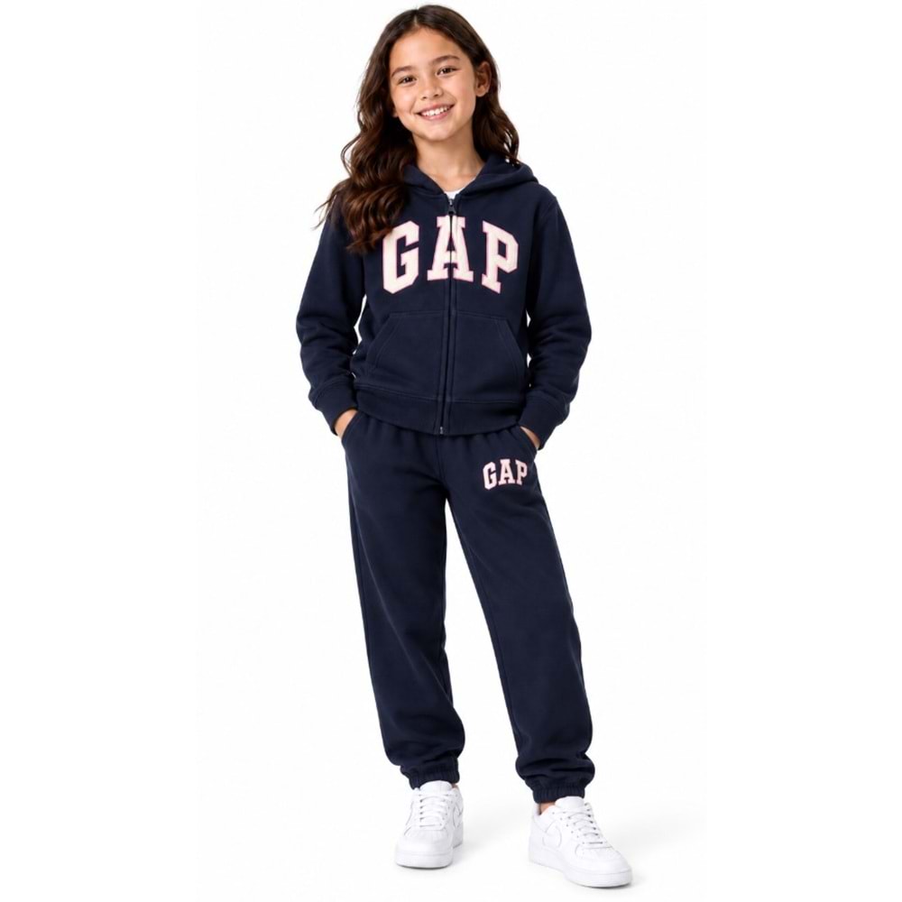 Gap V-Bas Heritage Gap Logo Baskılı Kapüşonlu Çocuk Sweatshirt