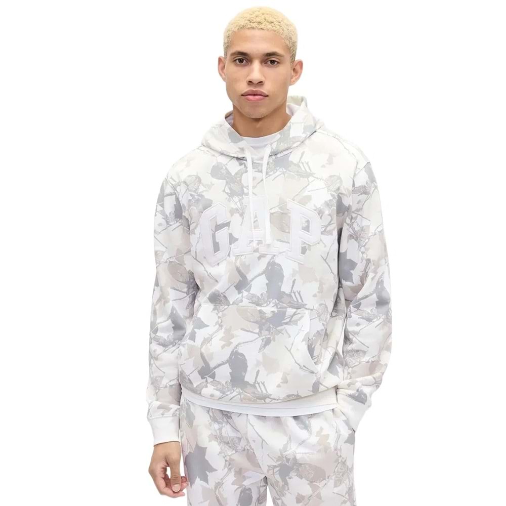 Gap 821645 Kamuflaj Logo Erkek Kapüşonlu Sweatshirt