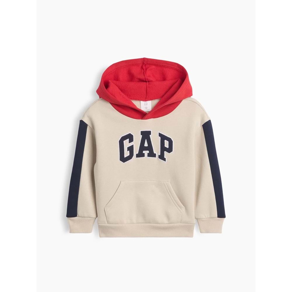 Gap Relaxed Colorblock Gap Logo Baskılı Kapüşonlu Çocuk Sweatshirt