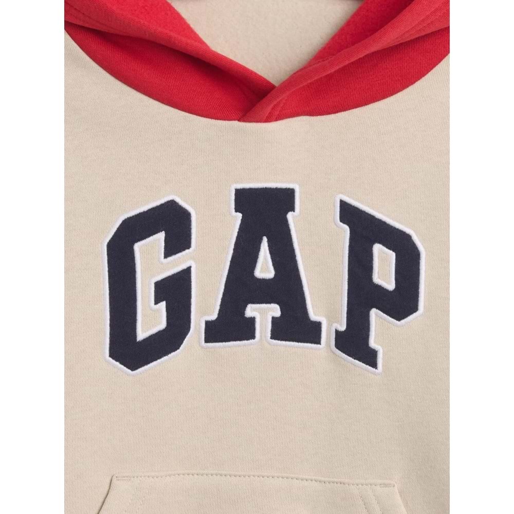 Gap Relaxed Colorblock Gap Logo Baskılı Kapüşonlu Çocuk Sweatshirt