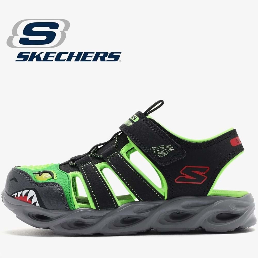 Skechers Thermo-splash-Hydro-flare 400613L-BKLM Işıklı Ortopedik Çocuk Sandalet