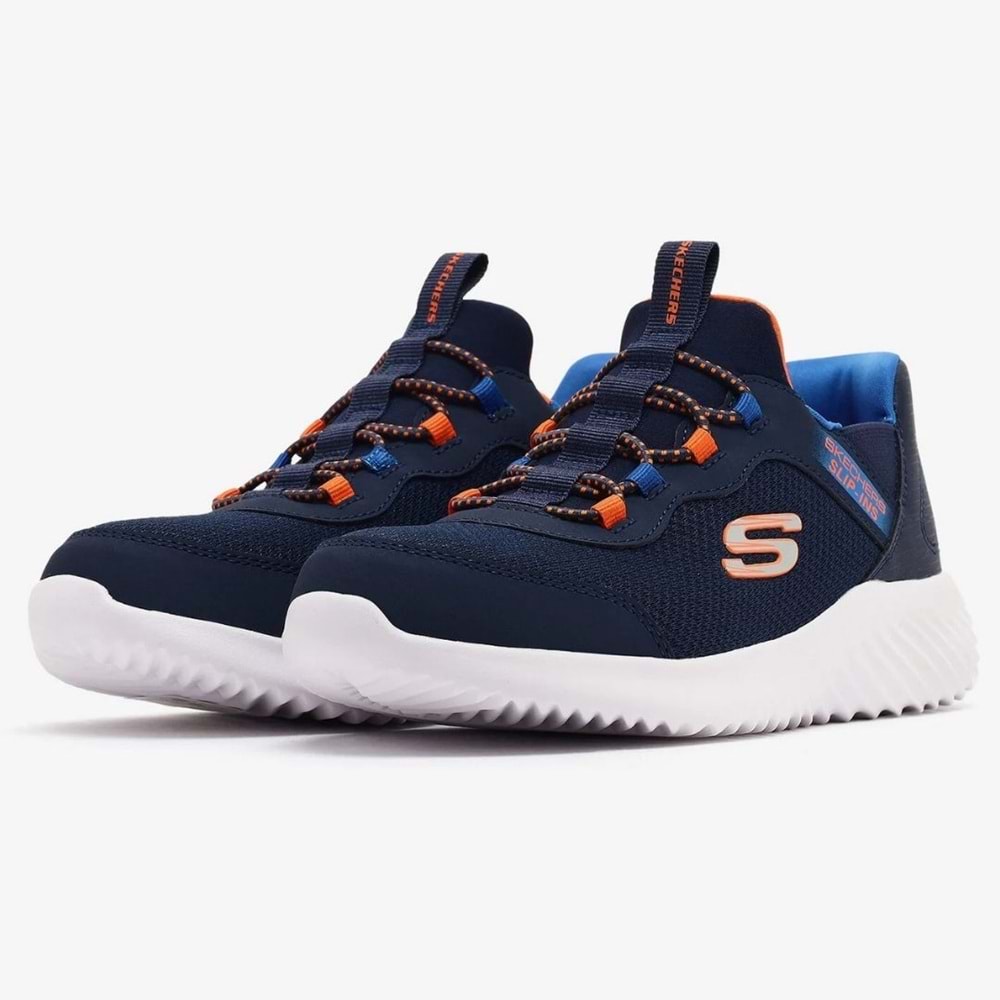 Skechers Bounder Slip-İns Brısk-Burst 403822L-NVBL Ortopedik Çocuk Spor Ayakkabı