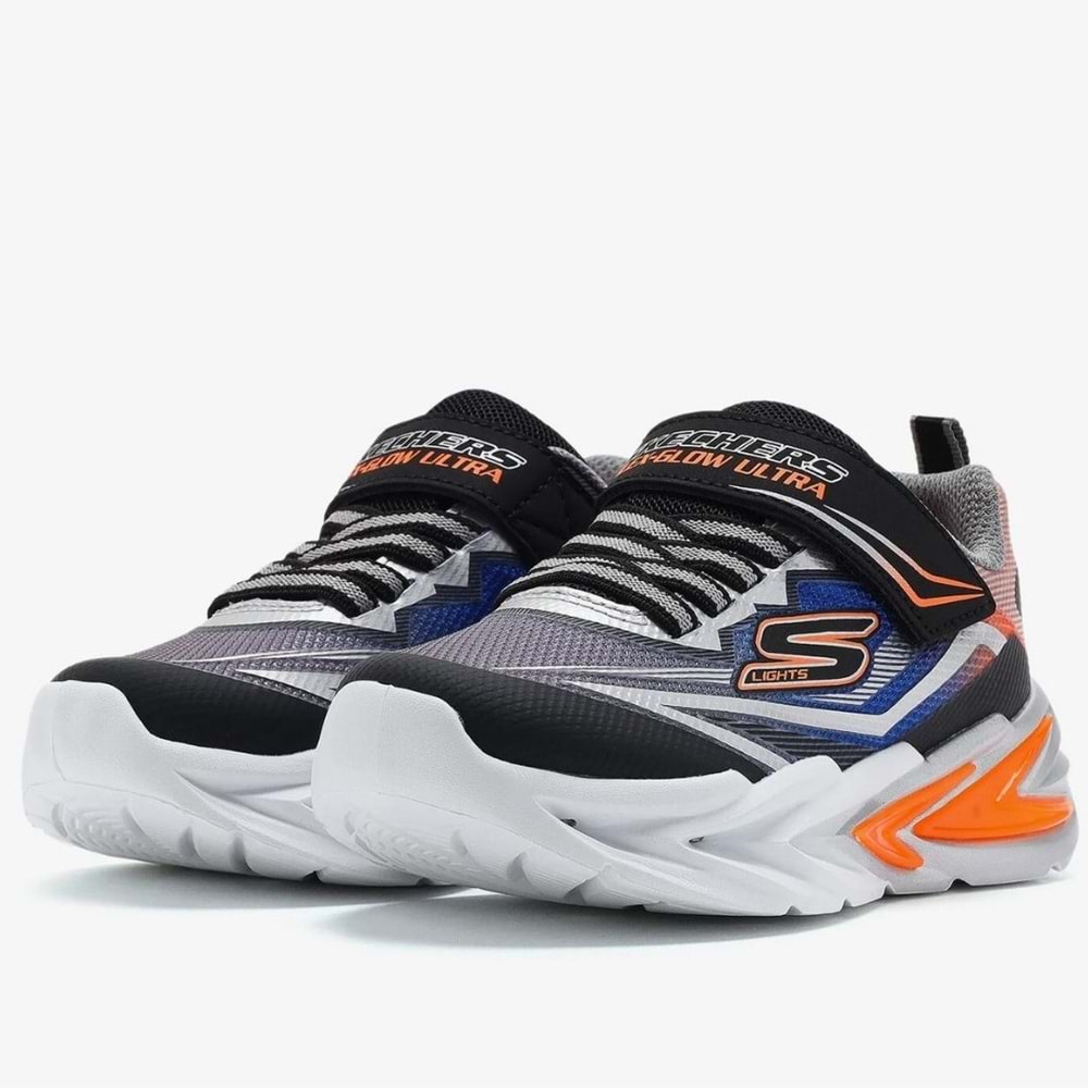 Skechers Flex Glow Ultra 400139L-BKSL Ortopedik Işıklı Çocuk Spor Ayakkabı