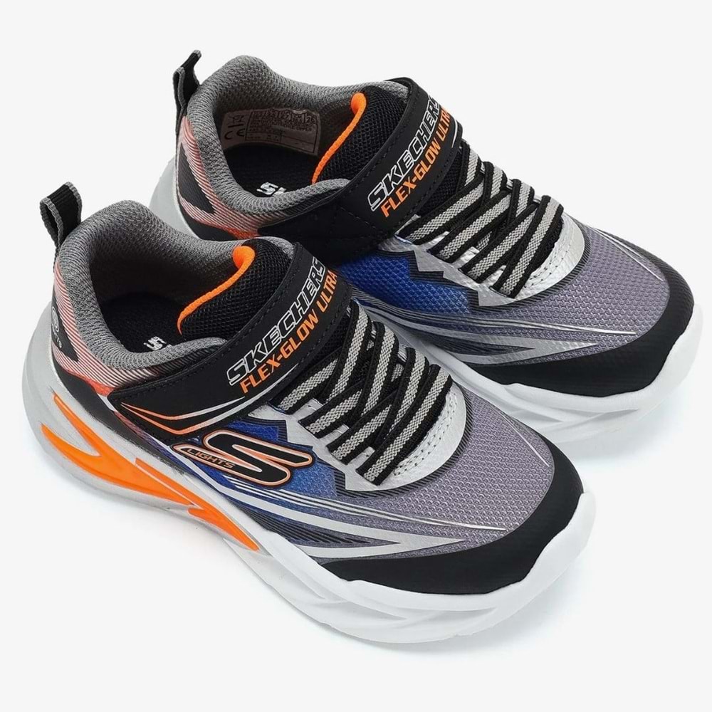 Skechers Flex Glow Ultra 400139L-BKSL Ortopedik Işıklı Çocuk Spor Ayakkabı