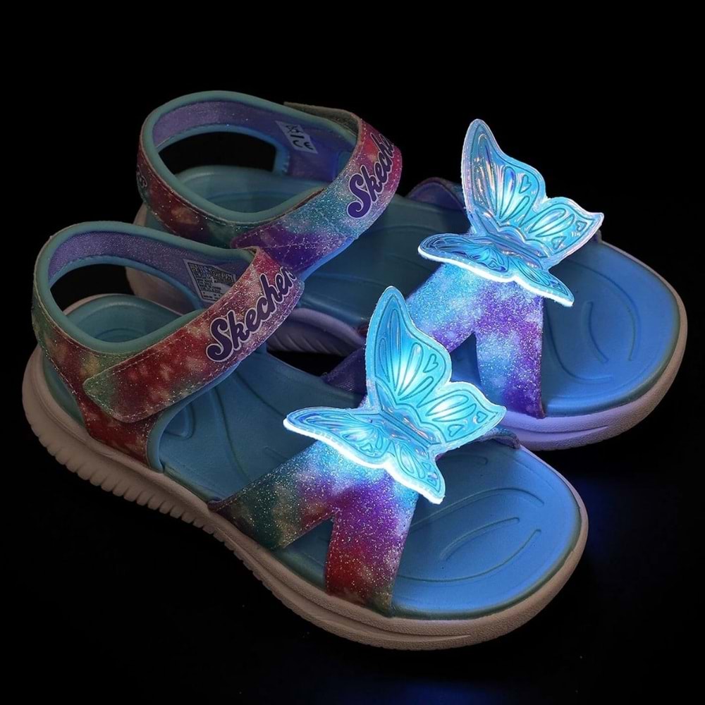 Skechers Jumpsters Sandal-Butterfly Brites 303109L-AQMT Işıklı Ortopedik Çocuk Sandalet
