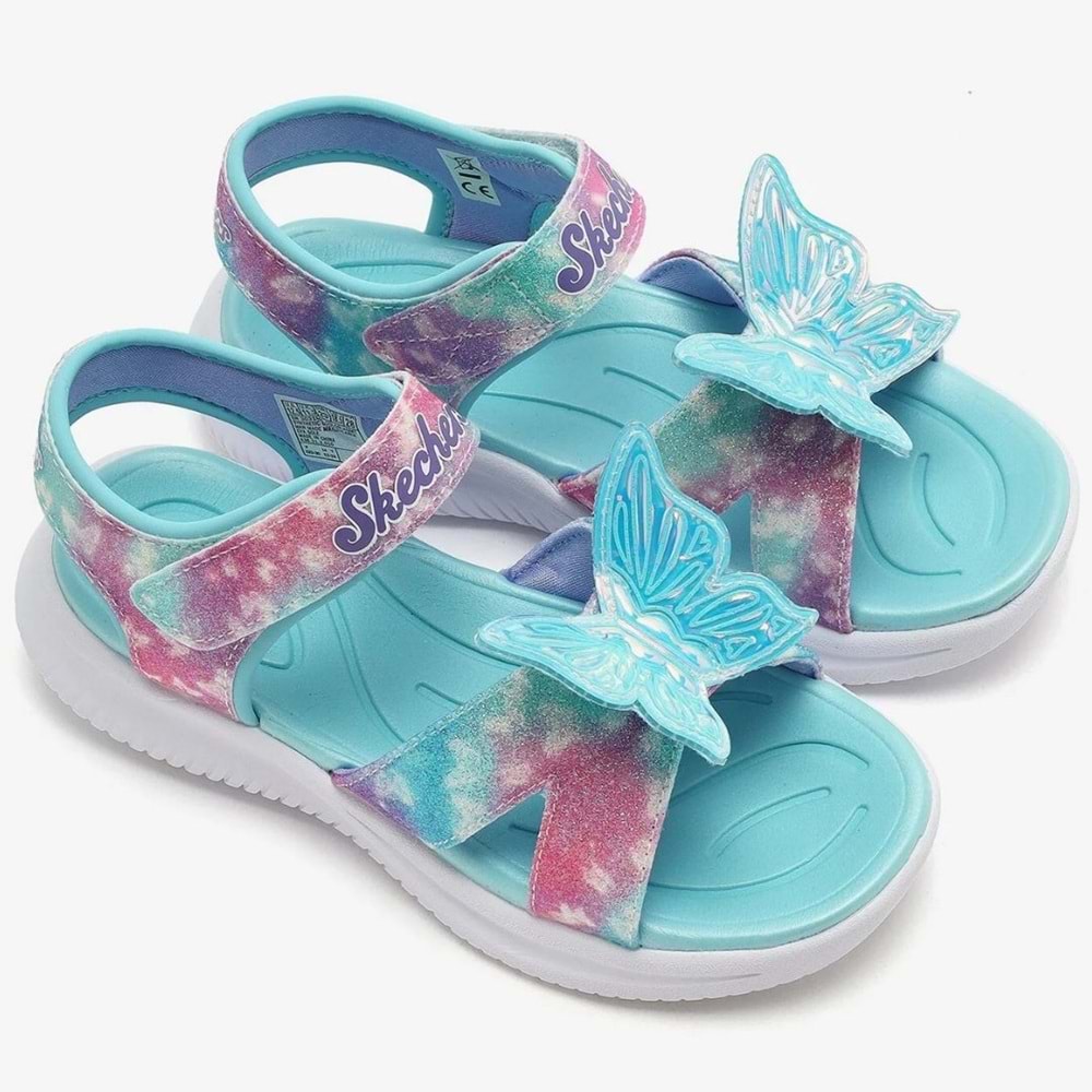 Skechers Jumpsters Sandal-Butterfly Brites 303109L-AQMT Işıklı Ortopedik Çocuk Sandalet