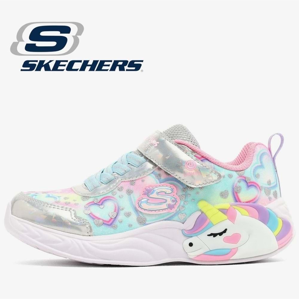 Skechers Unicorn Dreams Heart Sparkles 303063L-SMLT Işıklı Ortopedik Çocuk Spor Ayakkabı