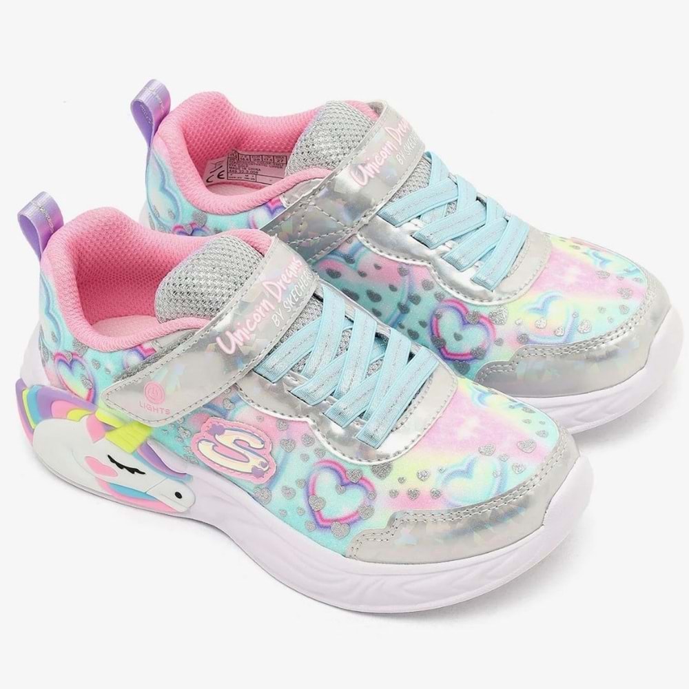 Skechers Unicorn Dreams Heart Sparkles 303063L-SMLT Işıklı Ortopedik Çocuk Spor Ayakkabı