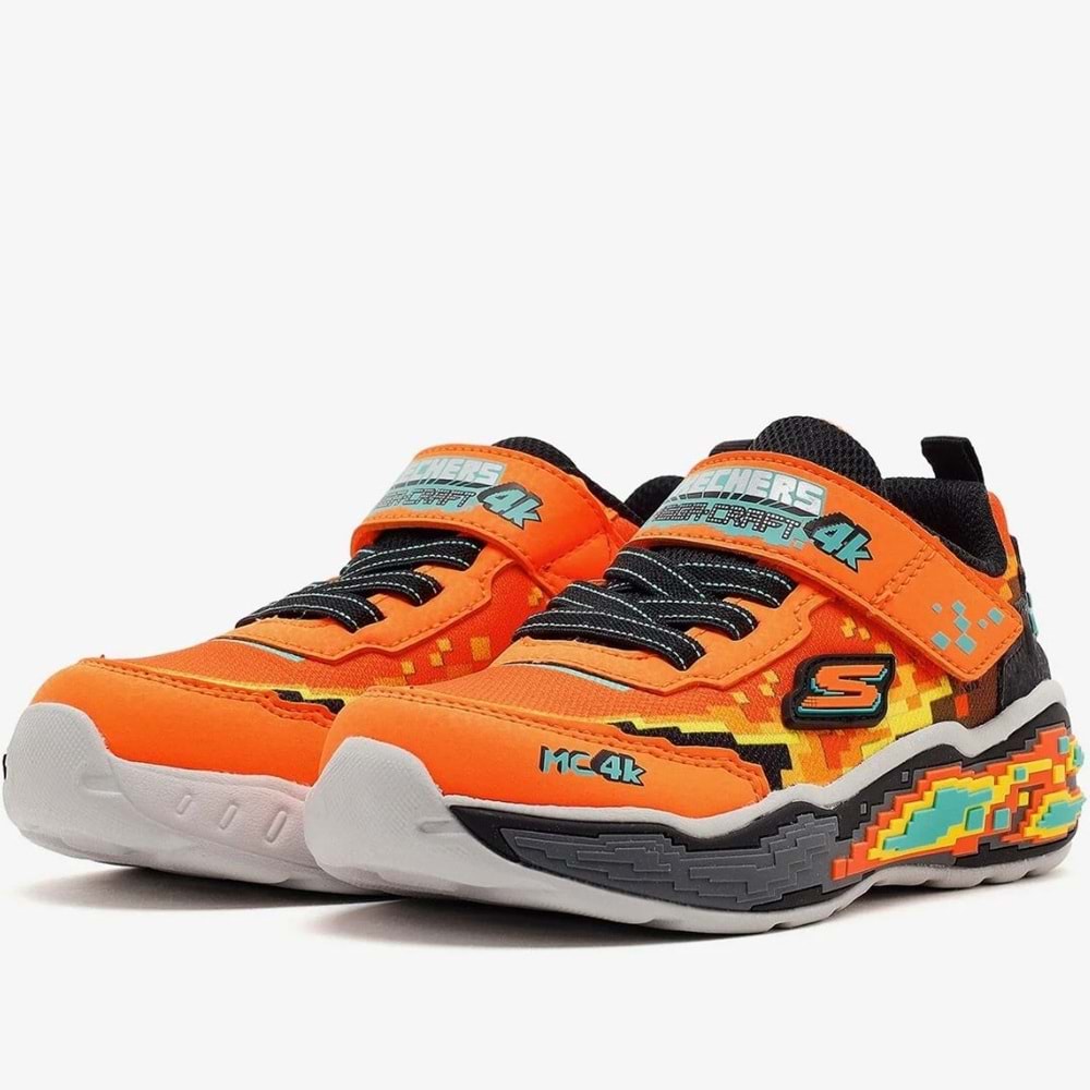 Skechers Megacraft 4K Mega Scene 402162N-ORBK Ortopedik Çocuk Spor Ayakkabı