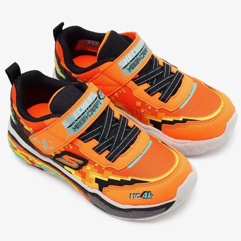 Skechers Megacraft 4K Mega Scene 402162N-ORBK Ortopedik Çocuk Spor Ayakkabı