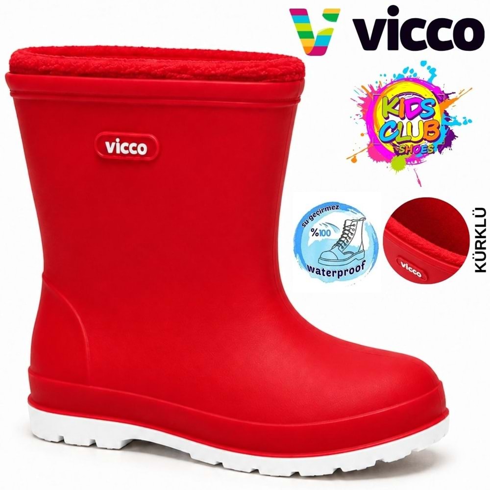 Vicco Mellow Kürklü Pvc Su Çizmesi Yağmur Botu Ortopedik Çocuk Bot