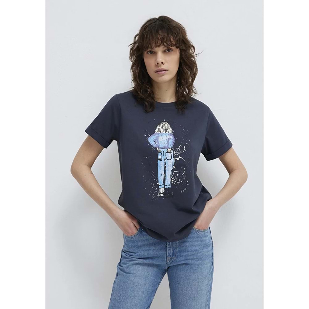 Mavi M168890-29726 Mavi Denim Kız Baskılı T-Shirt Kadın Tişört