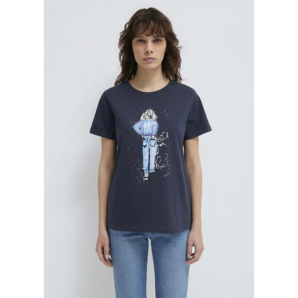 Mavi M168890-29726 Mavi Denim Kız Baskılı T-Shirt Kadın Tişört