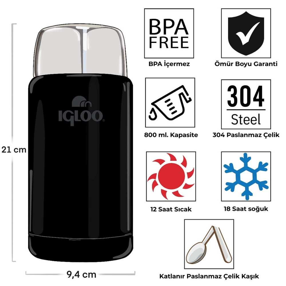 Igloo Legend Food Jar 800ml Yemek Termosu Matara