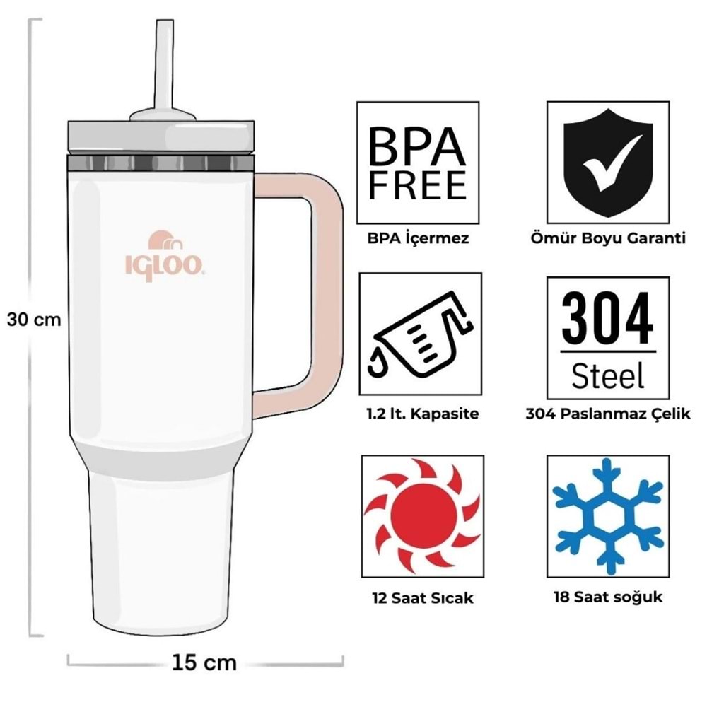 Igloo Stadler Thermo Mug 1.2 Litre Pipetlı Matara