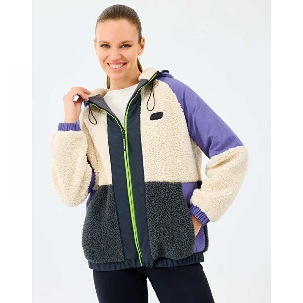 Skechers S232311-102 W Outdoor Fleece Full Zip Sherpa Kadın Mont Kadın Kaban