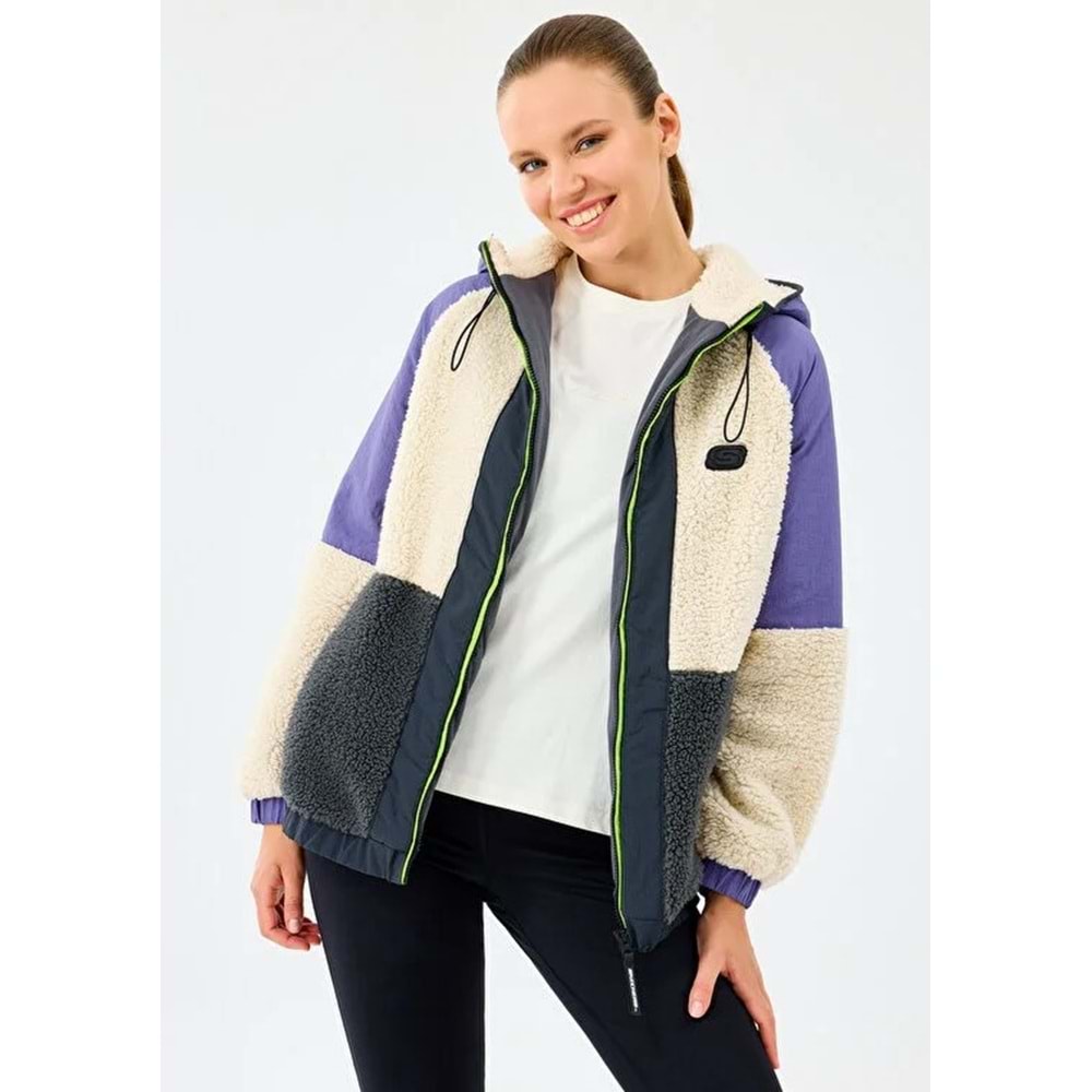 Skechers S232311-102 W Outdoor Fleece Full Zip Sherpa Kadın Mont Kadın Kaban