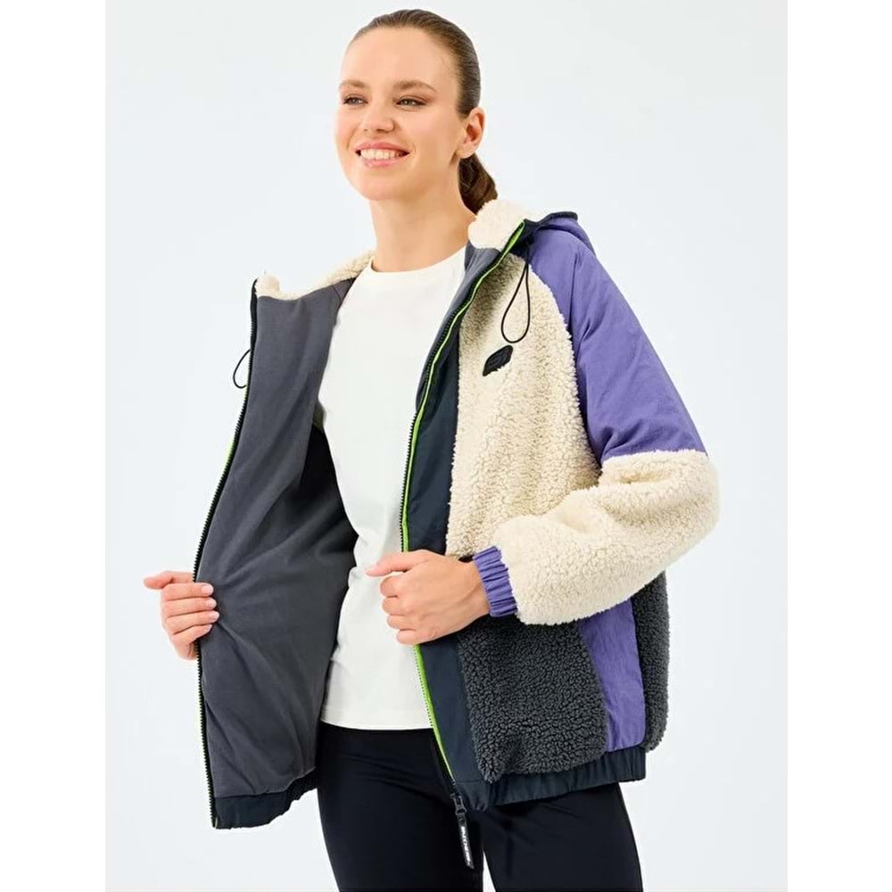 Skechers S232311-102 W Outdoor Fleece Full Zip Sherpa Kadın Mont Kadın Kaban