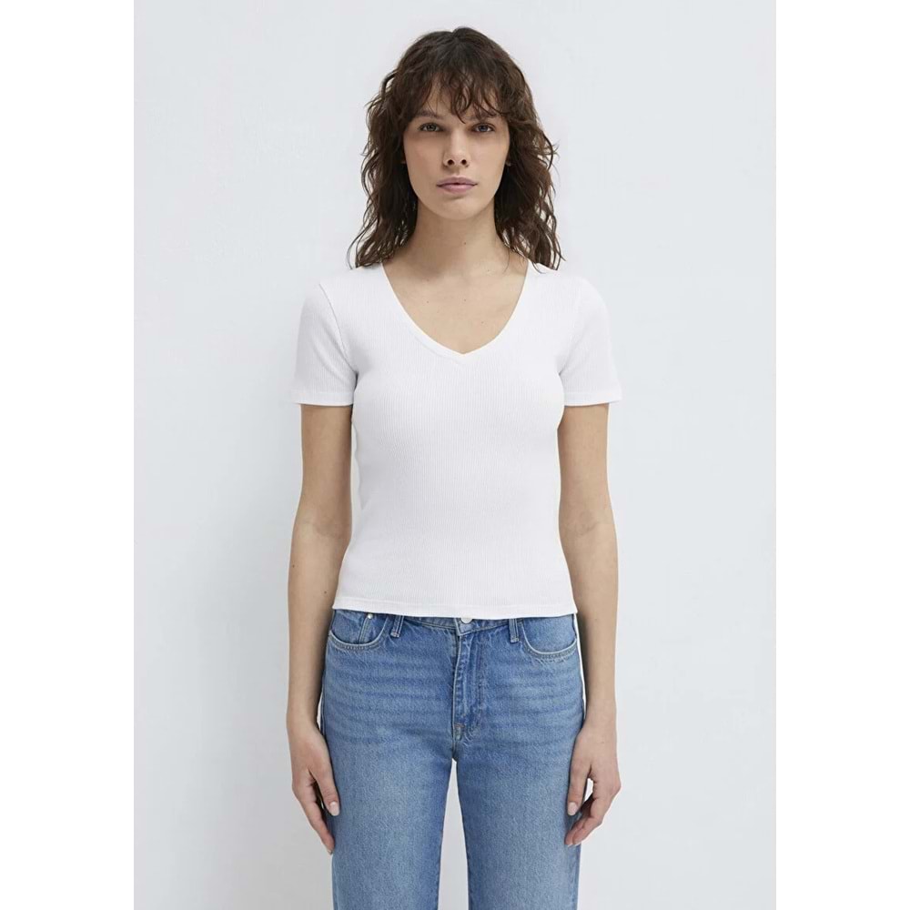 Mavi M1601040-620 Mavi V Yaka Basic T-Shirt Kadın Tişört