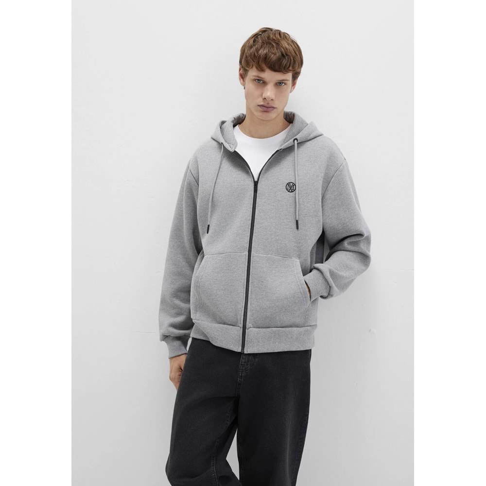 Mavi M066979-34686 Mühür Logo Nakışlı Ceket Kapüşonlu Fermuarlı Erkek Sweatshirt