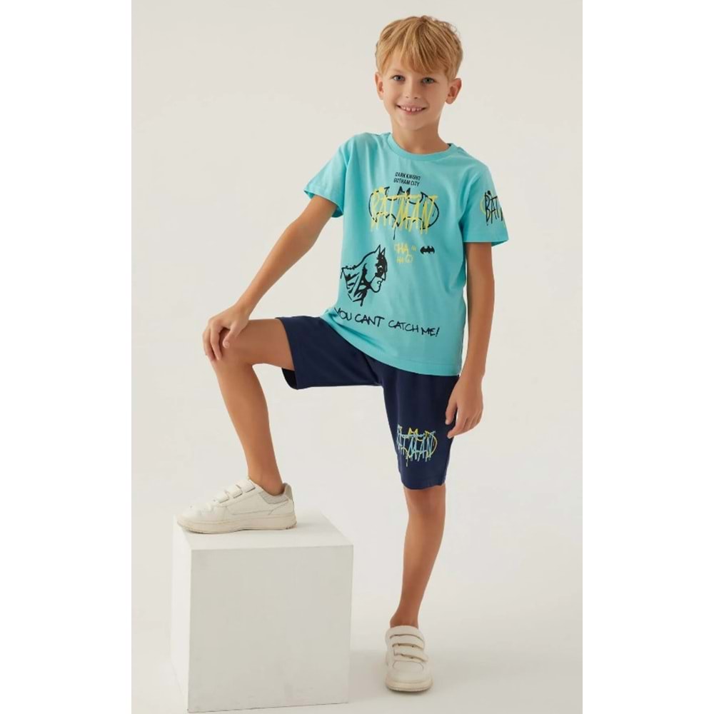 Batman Lisanslı L1700 Gotham T-Shirt ve Şort Alt Üst Erkek Çocuk Takımı