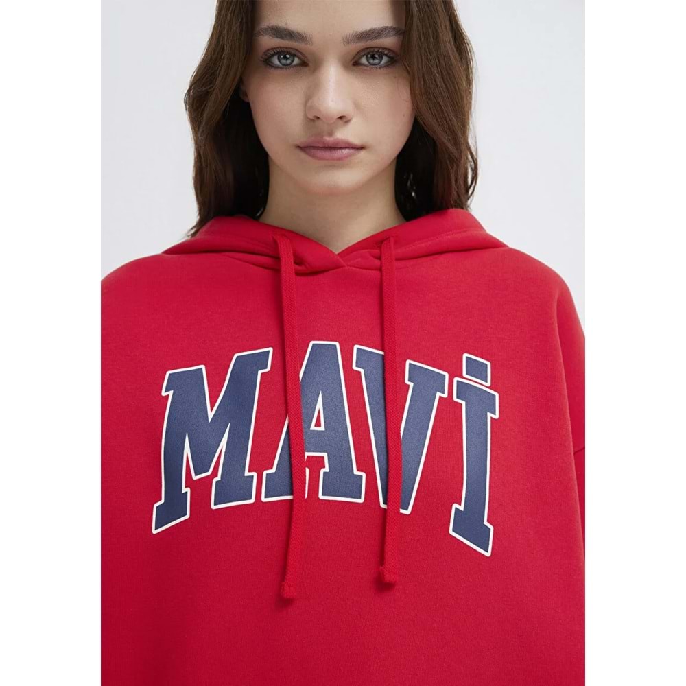 Mavi M1600361-82054 Mavi Logo Baskılı Kapüşonlu Kadın Sweatshirt