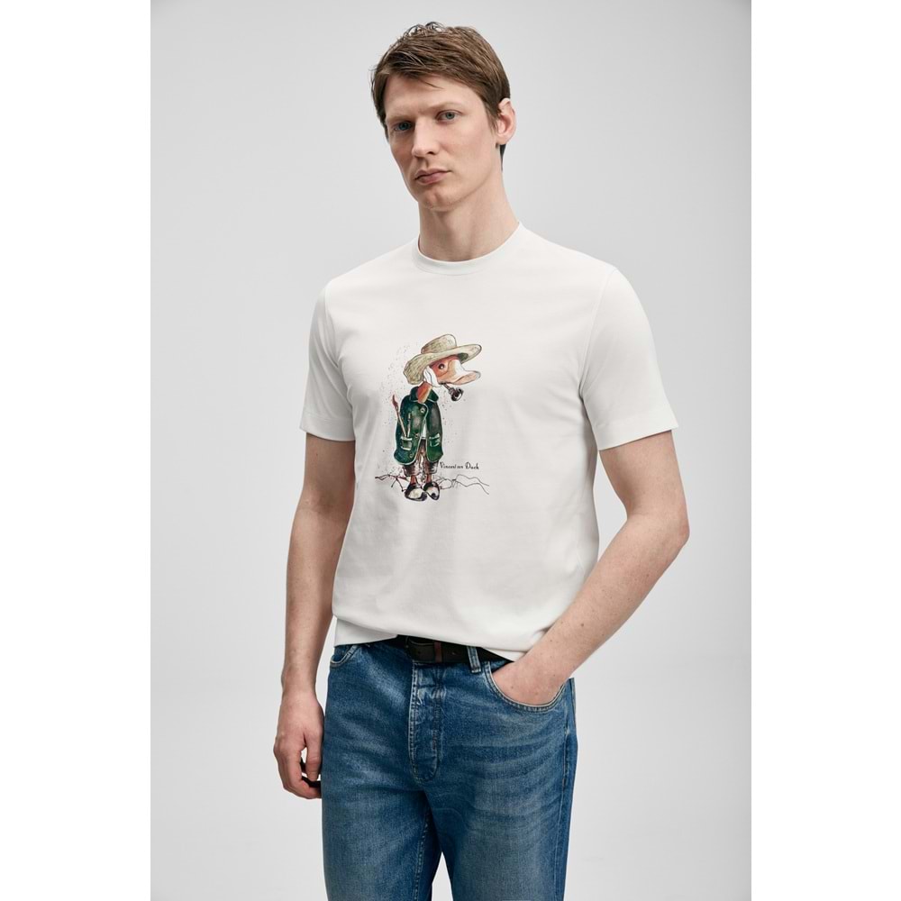 Lufian 111020292 Duck Modern Grafik T-Shirt Erkek Tişort