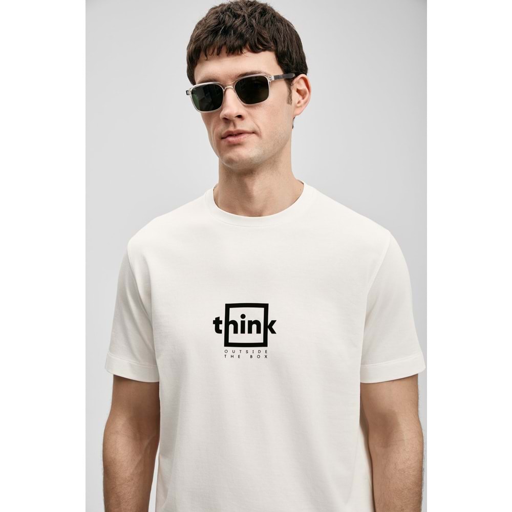 Lufian 111020310 Thınk Modern Grafik T- Shirt Tişört Erkek Tişort