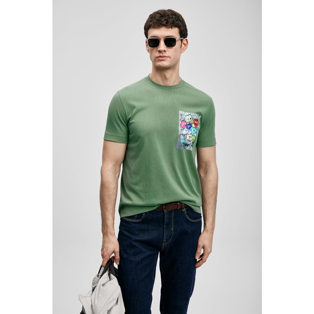 Lufian 111020296 Charlıe Modern Grafik T- Shirt Erkek Tişort