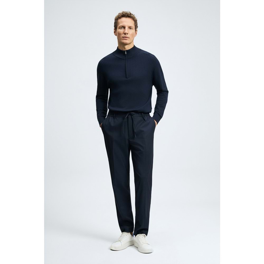 Lufian 112090189 Asher Fermuarlı Dik Yaka Triko Kazak Yarım Fermuarlı Erkek Sweatshirt