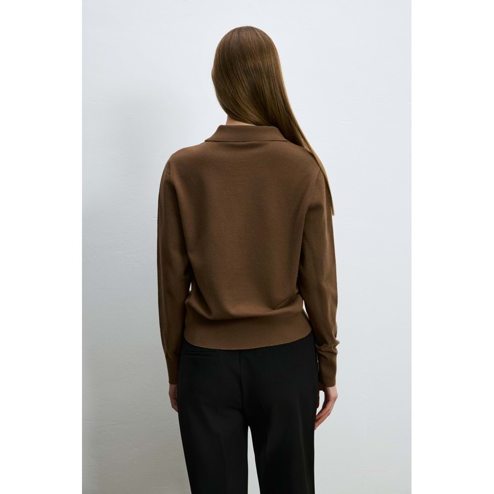 Lufian 122090048 Laura Yün Karışımlı Polo Yaka Triko Kazak Kadın Sweatshirt