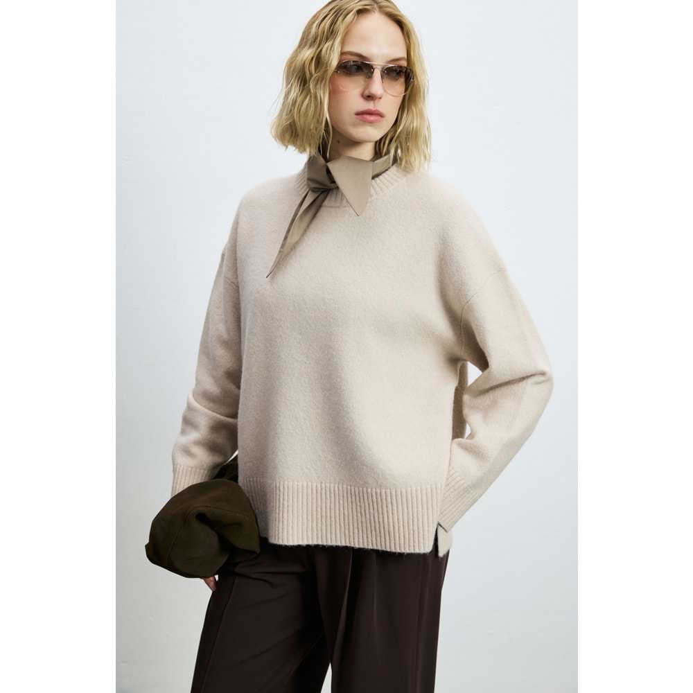 Lufian 122090050 Pamela Deve Tüyü Karışımlı Triko Kazak Kadın Sweatshirt
