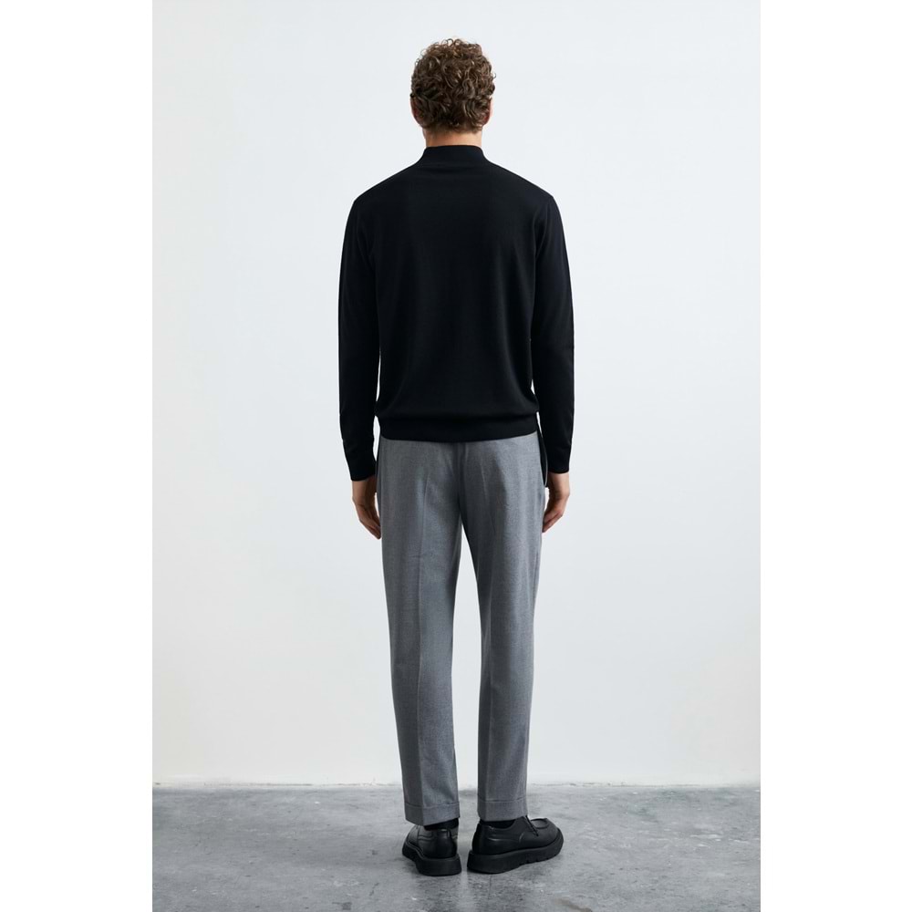 Lufian 112090201 Opulent Yün Karışımlı Fermuarlı Dik Yaka Triko Kazak Erkek Sweatshirt