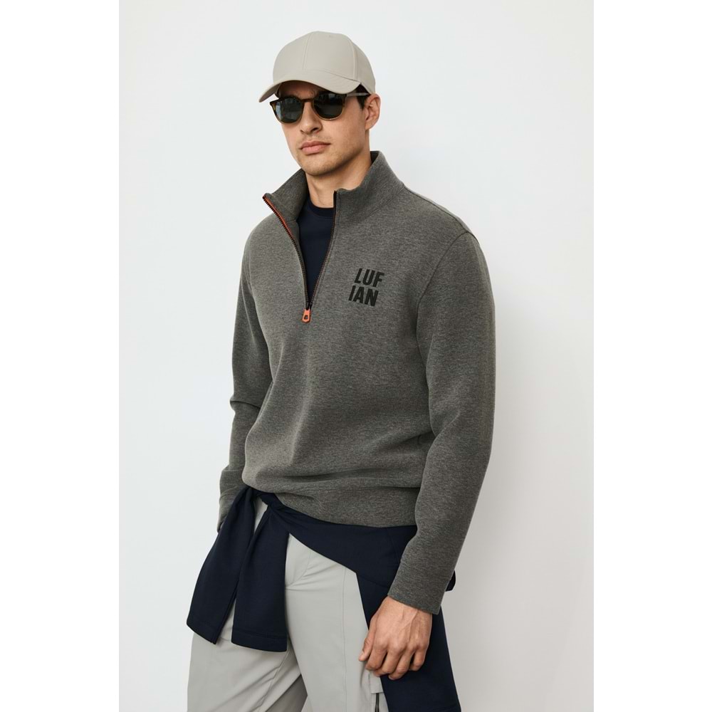 Lufian 112030213 Chase Yarım Fermuarlı Kapüşonlu Erkek Sweatshirt