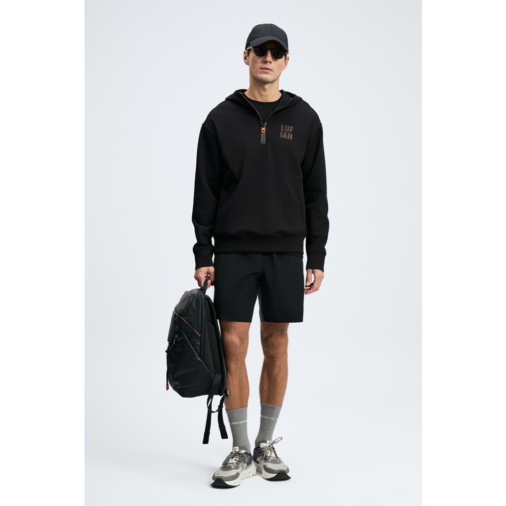 Lufian 112030216 Grayson Yarım Fermuarlı Kapüşonlu Erkek Sweatshirt
