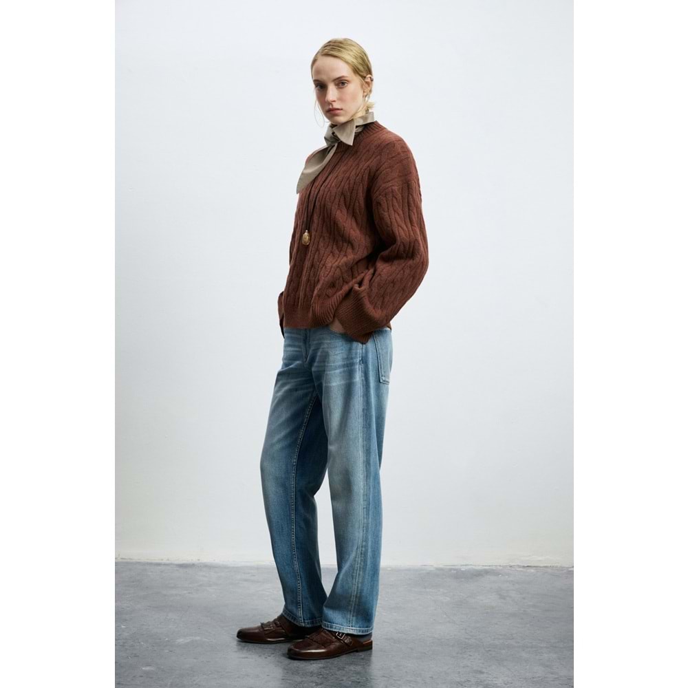Lufian 122090061 Stella Deve Tüyü Karışımlı Bisiklet Yaka Triko Kazak Kadın Sweatshirt