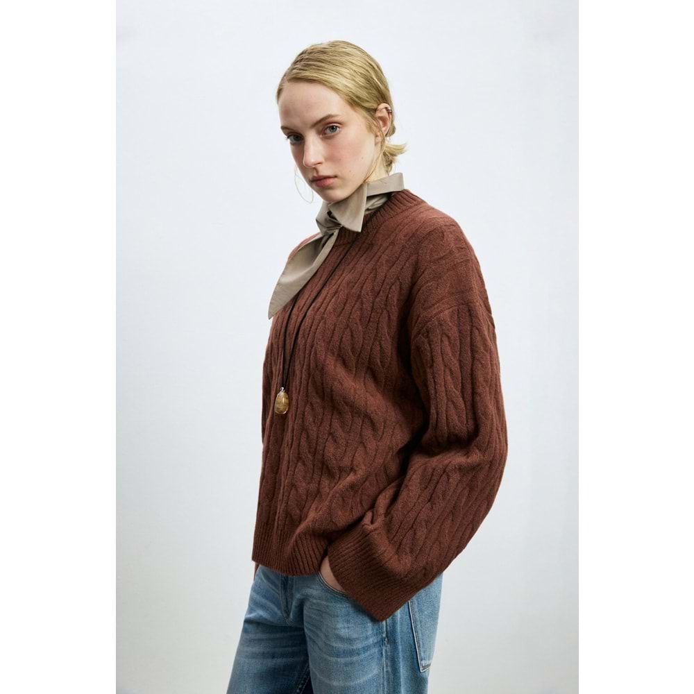 Lufian 122090061 Stella Deve Tüyü Karışımlı Bisiklet Yaka Triko Kazak Kadın Sweatshirt