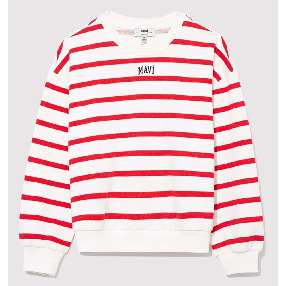 Mavi M7S10038-82054 Logo Baskılı Çizgili Kız Çocuk Sweatshirt
