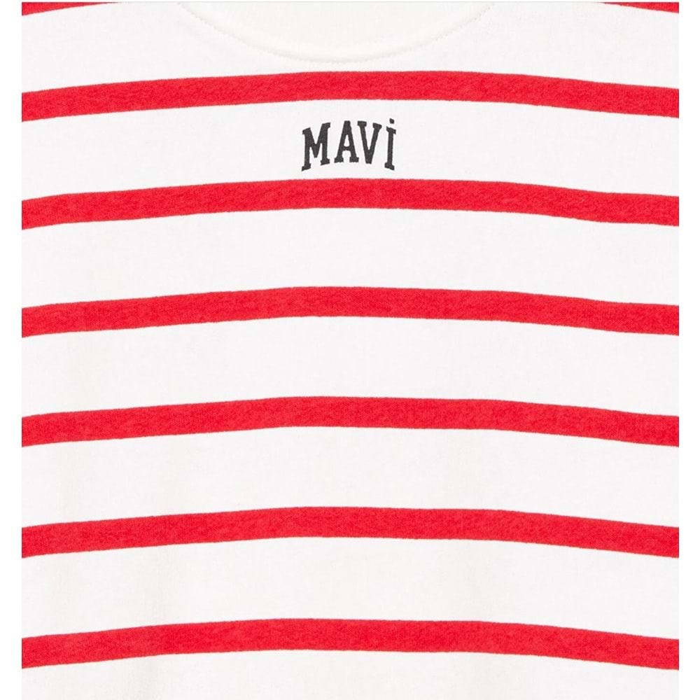 Mavi M7S10038-82054 Logo Baskılı Çizgili Kız Çocuk Sweatshirt