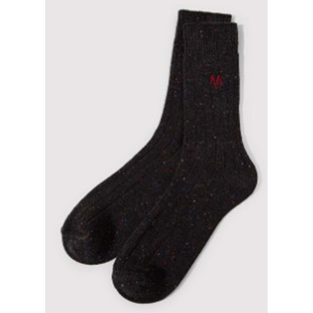 Mavi M Logo Nakışlı Unisex Çorap