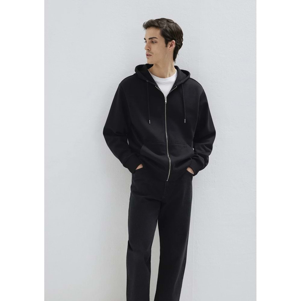 Mavi M0S10277-900 Mavi Kapüşonlu Fermuarlı Erkek Sweatshirt