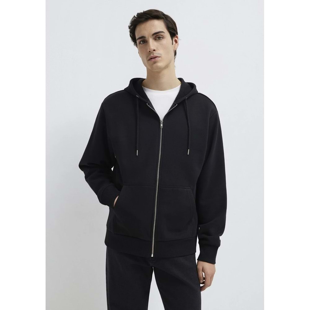 Mavi M0S10277-900 Mavi Kapüşonlu Fermuarlı Erkek Sweatshirt